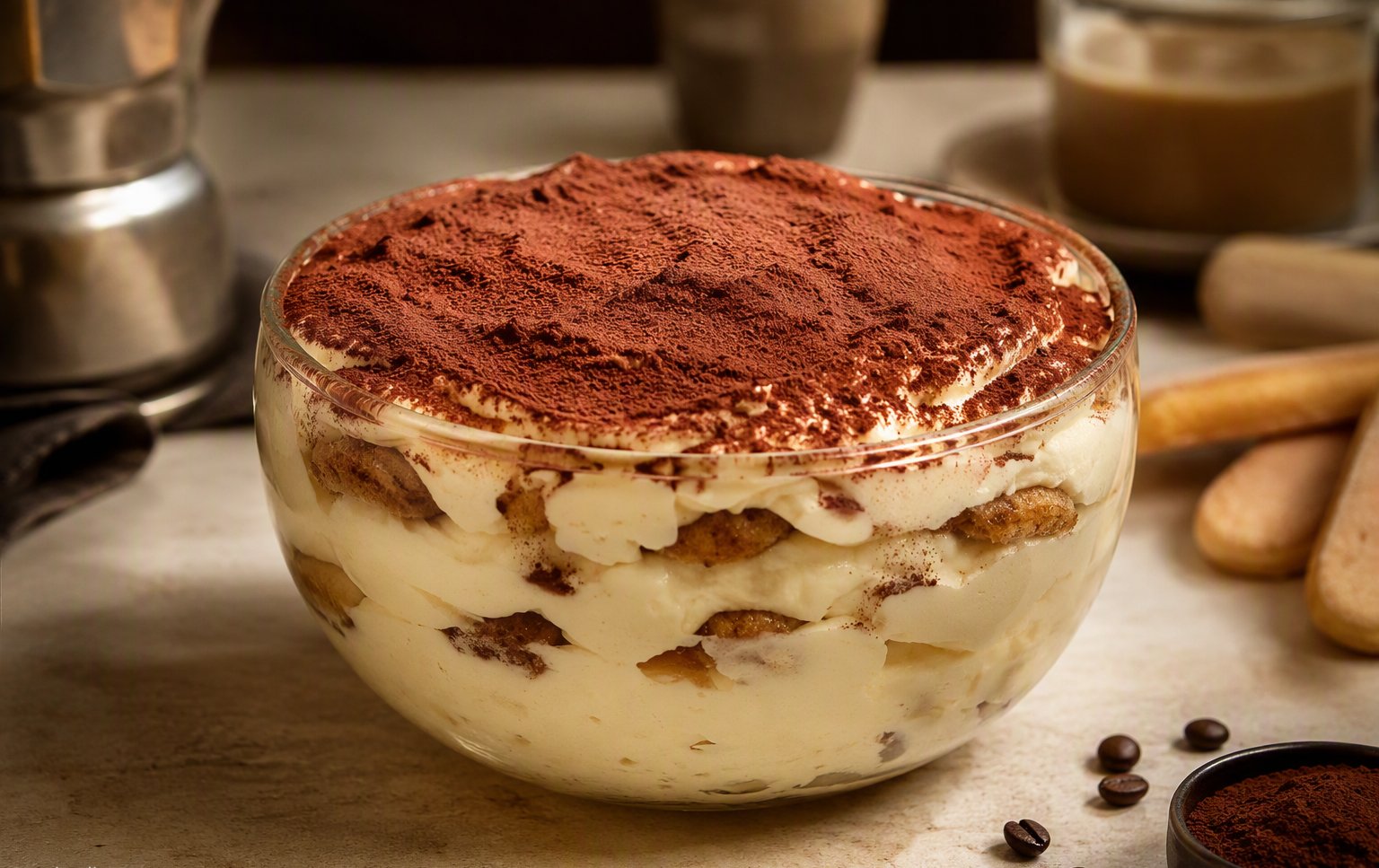 Il tiramisù della casa in coppa di vetro